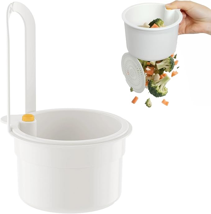 Sink Strainer Basket with One-Touch Drain Mesh, Snap-On Strap & Detachable by QIEPOMI