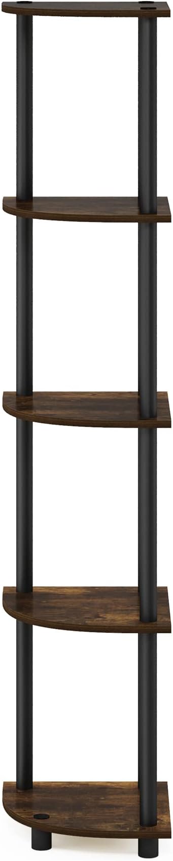 Furinno TURN-N-TUBE Corner Shelf, 5-Tier Corner Bookshelf, Open Storage Shelves - Image 4