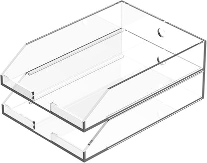 Stackable Clear Acrylic Paper Trays, Desk File Organizer, A4 Paper Holder by EXPUTRAN
