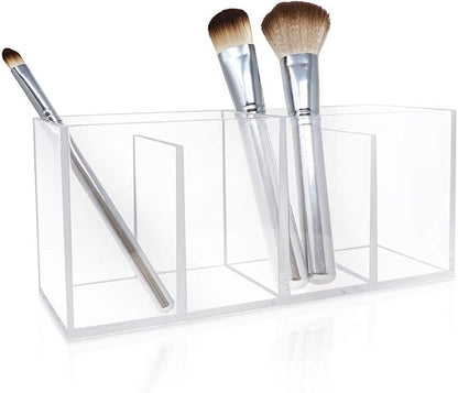 Isaac Jacobs 4-Compartment Clear Acrylic Organizer- Makeup Brush Holder- - Image 2