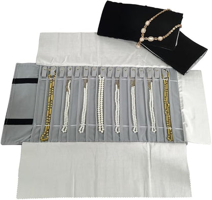 Portable Jewelry Roll Untangled Secure Necklace Travel Storage Bag Displays - Image 2