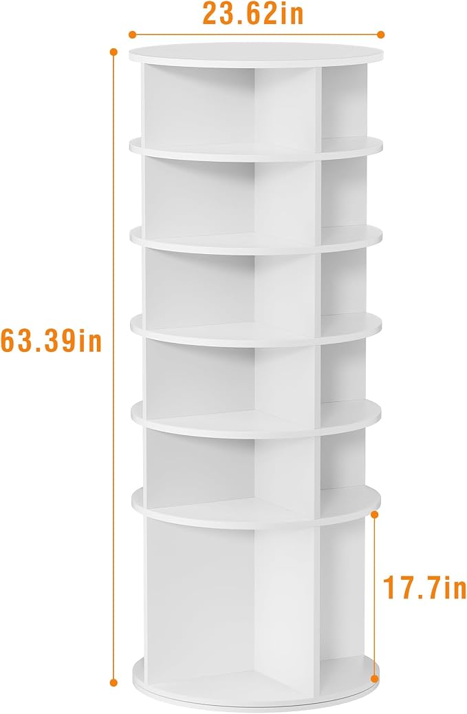 6 Tier Rotating Shoe Rack Tower Shelf, Spinning Shoe Display Lazy Susan - Image 2