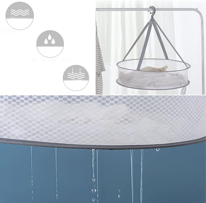 2 Pack Drying Rack Clothing Collapsible Laundry Basket 23'' Folding Hanging Dry - Image 5