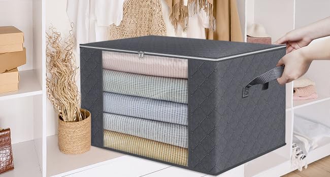 Large Clothes Storage Bags 4 Pack, Foldable Closet Organizers - Image 9