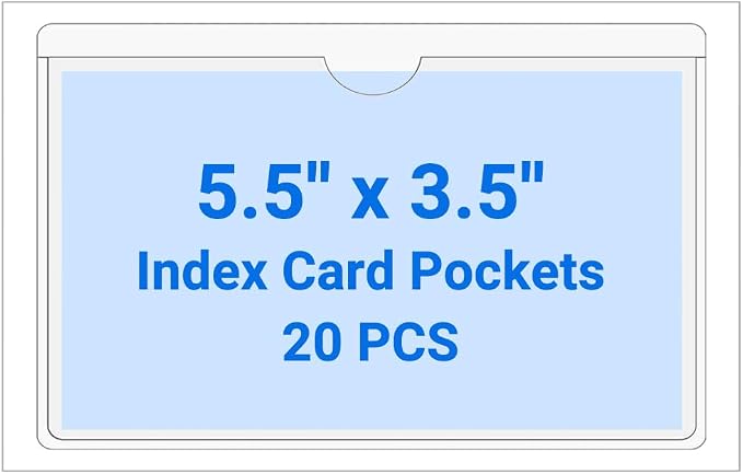 20 PCS Clear Self Adhesive Plastic Label Pockets, Top Loading Business & by Kvatr-X