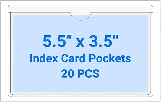 20 PCS Clear Self Adhesive Plastic Label Pockets, Top Loading Business & by Kvatr-X