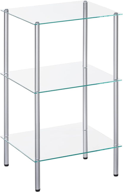 HOOBRO Glass Shelf, 3 Tier Bathroom Standing Shelf Unit, Tempered Glass by HOOBRO