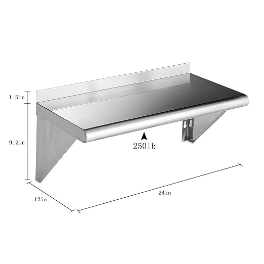 ROCKPOINT Stainless Steel Shelf 12 x 24 Inches 250lb, 2 Pack NSF Metal - Image 2