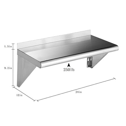 ROCKPOINT Stainless Steel Shelf 12 x 24 Inches 250lb, 2 Pack NSF Metal - Image 2