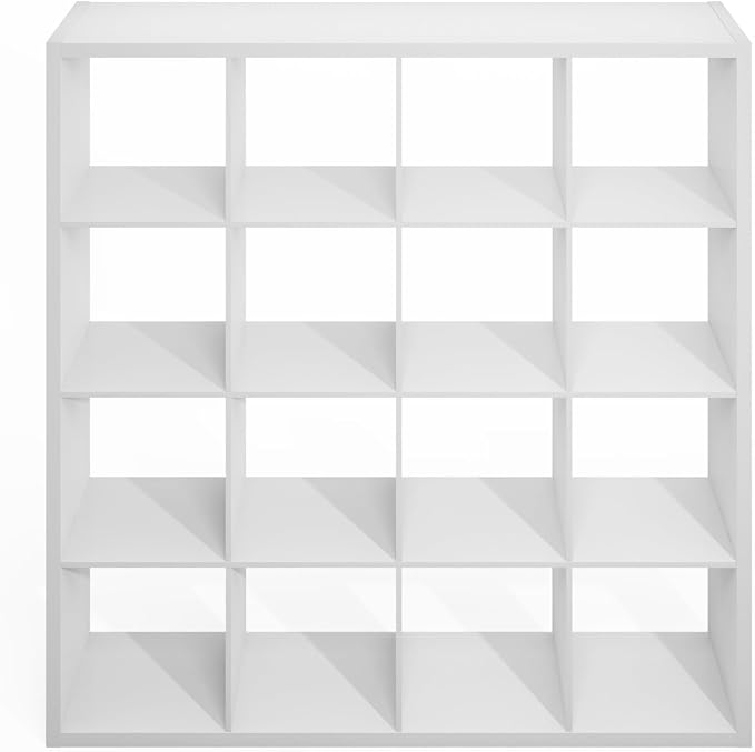 Furinno Simple Cube Storage Organizer, 16-Cube Display Shelf, Open Back - Image 8
