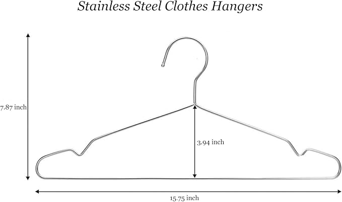 10 Pack Stainless Steel 15.75 Inches Clothes Hangers - Image 2