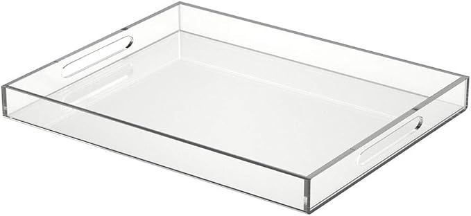 NIUBEE Acrylic Serving Tray 16x20 Inches -Spill Proof- Clear Decorative Tray by NIUBEE