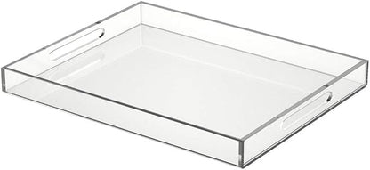 NIUBEE Acrylic Serving Tray 16x20 Inches -Spill Proof- Clear Decorative Tray by NIUBEE