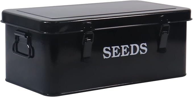 Seed Saving Box, Metal Seed Bin, Seed Storage Organizer, Seed Packet Container by Xbopetda