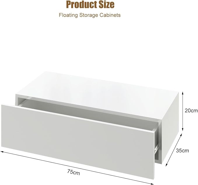 HedoAjim White Modern Floating Wall Mounted Nightstand - Image 8
