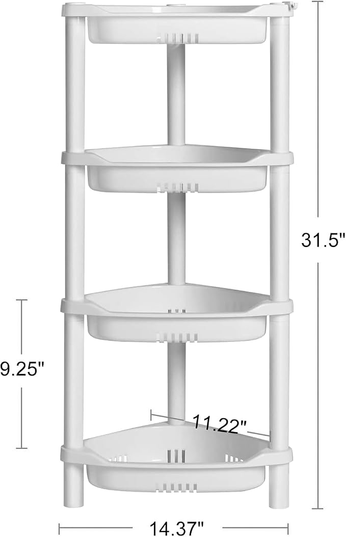 ELYKEN Corner Shower Caddy Standing, 4 Tier Plastic Shower Organizer - Image 2