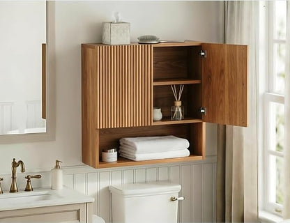 Brown Oak Bathroom Wall Cabinet - Image 4