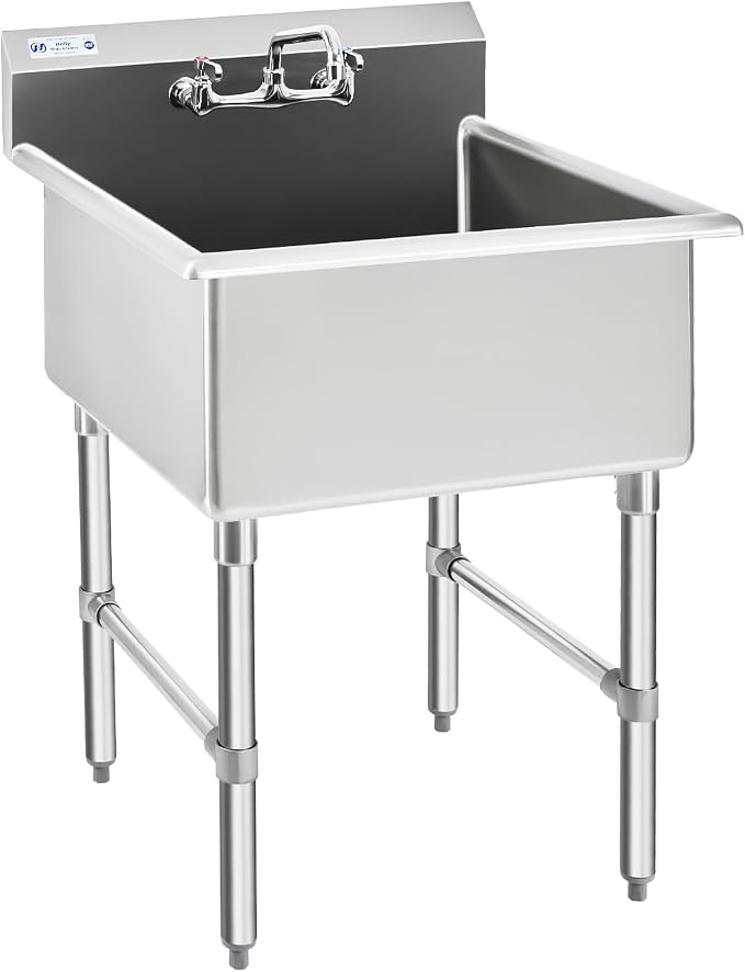 HALLY Commercial Stainless Steel Sink 1 Compartment NSF Prep & Utility Sink by HallySinksTablesH