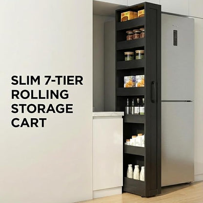 Slim Rolling Storage Cart, 7-Tier Pull-Out Spice Rack - Image 3