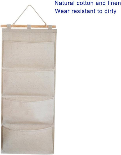 Co-link Linen/Cotton Fabric Wall Door Cloth Hanging Storage Pockets Books - Image 2