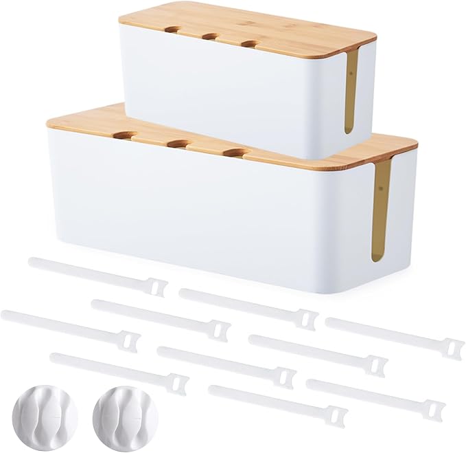 Cable Management Box 2 Pack, Cord Cable Organizer Box by S310