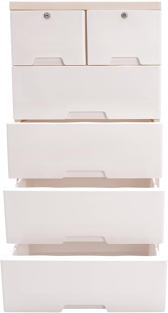 6-Drawer Plastic Dresser Organizer Lockable Storage Cabinet | Hold up to 66.13 by Unknown