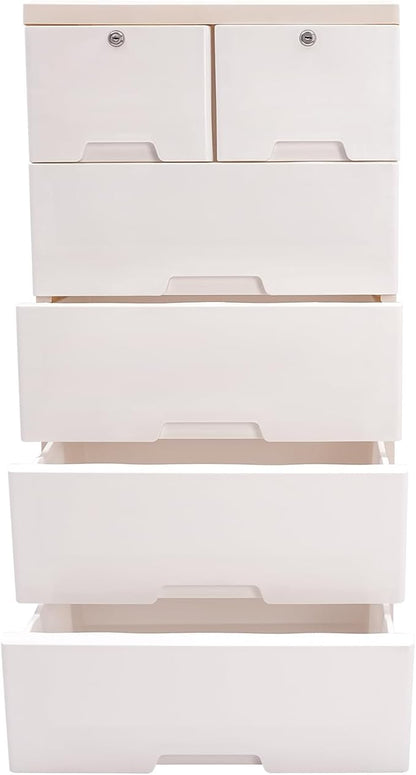 6-Drawer Plastic Dresser Organizer Lockable Storage Cabinet | Hold up to 66.13 by Unknown