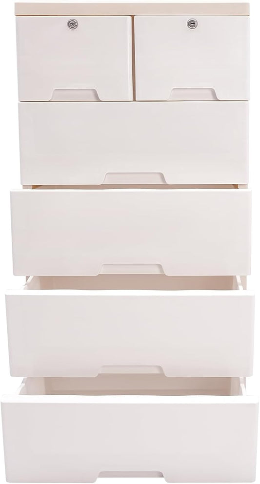 6-Drawer Plastic Dresser Organizer Lockable Storage Cabinet | Hold up to 66.13 by Unknown