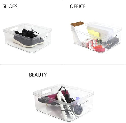 Isaac Jacobs 2-Pack Large Clear Storage Bins w/Cutout Handles, Plastic Organizer - Image 4