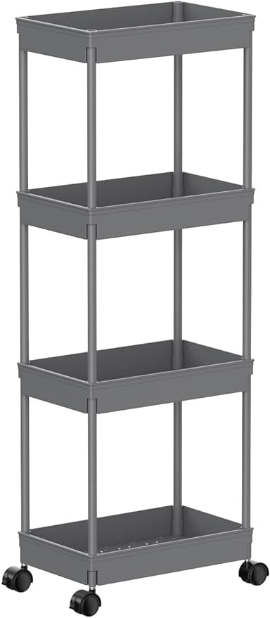 Sooyee 4 Tier Wide Storage Cart Mobile Shelving Unit Organizer Slide Out by Sooyee