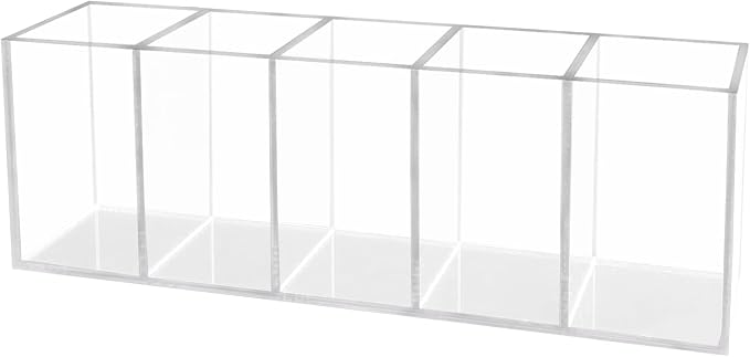 HSYMQ Acrylic Clear Pen Holder 5 Compartments Pencil Holder Desk Organizer by HSYMQ