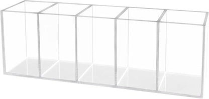 HSYMQ Acrylic Clear Pen Holder 5 Compartments Pencil Holder Desk Organizer by HSYMQ