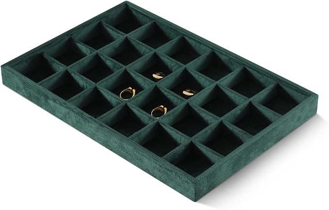 Velvet Stackable Jewelry Display Tray, 24 Grid Earring Ring Storage Tray - Image 3