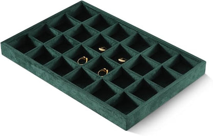 Velvet Stackable Jewelry Display Tray, 24 Grid Earring Ring Storage Tray - Image 3