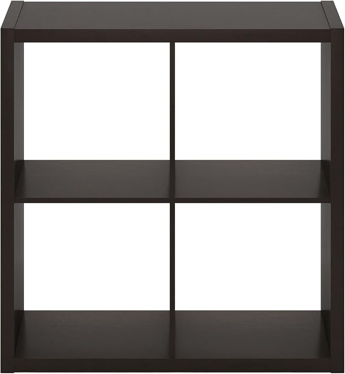 Furinno CUBICLE 4-Cube Book Shelf, Extra Thick Frame Bookshelf, Dark Oak | - Image 9