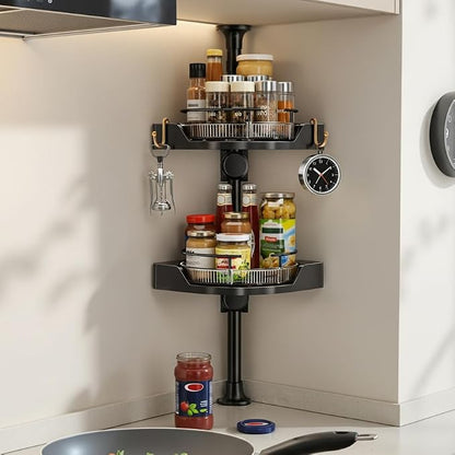 Standing Spice Rack Organizer, Counter Corner Double Tier Lazy Susan, Height by ADEVZO