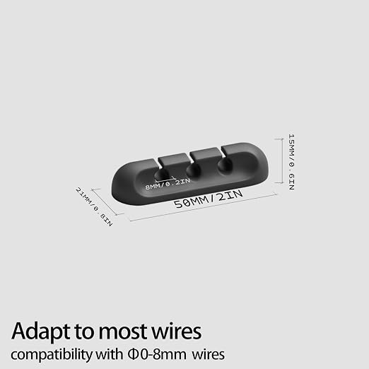 USB Cable Organizer Clips Cord Holder, 12 Packs Black Self Adhesive Desk Cord - Image 2