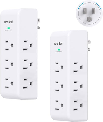 2 Pack Surge Protector Outlet Extender, 9 AC Multi Outlet Wall Plug by OneBeat