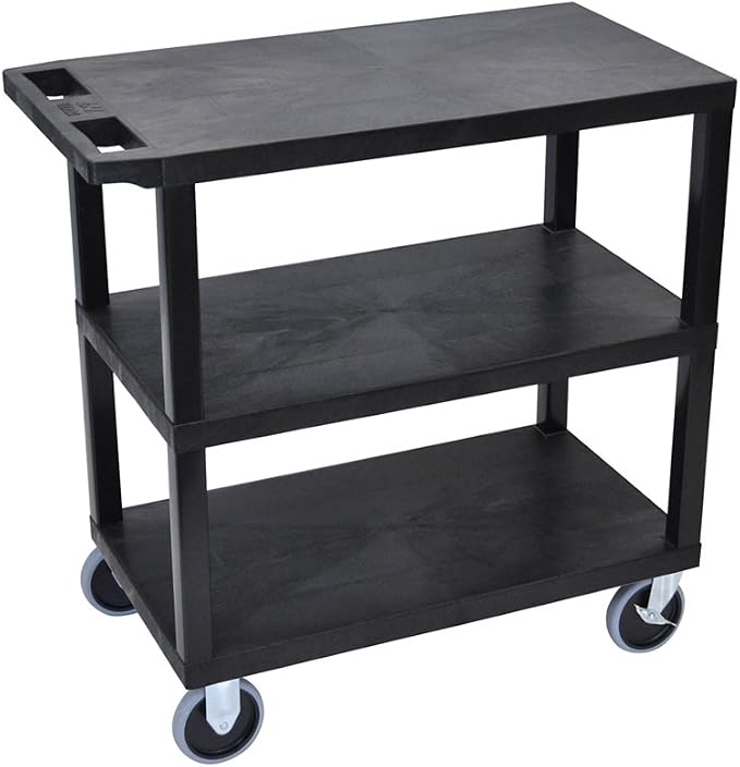 Luxor EC222HD-B Cart with 3 Flat Shelves by LuxorWorkspaces