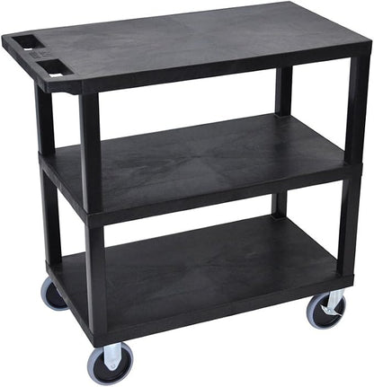 Luxor EC222HD-B Cart with 3 Flat Shelves by LuxorWorkspaces
