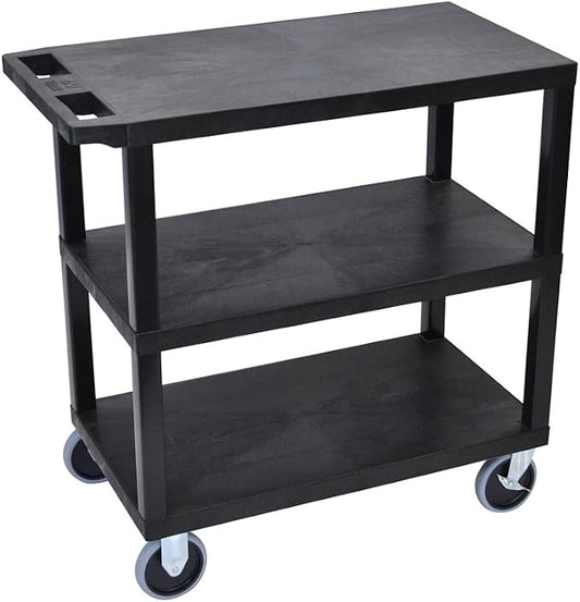 Luxor EC222HD-B Cart with 3 Flat Shelves by LuxorWorkspaces