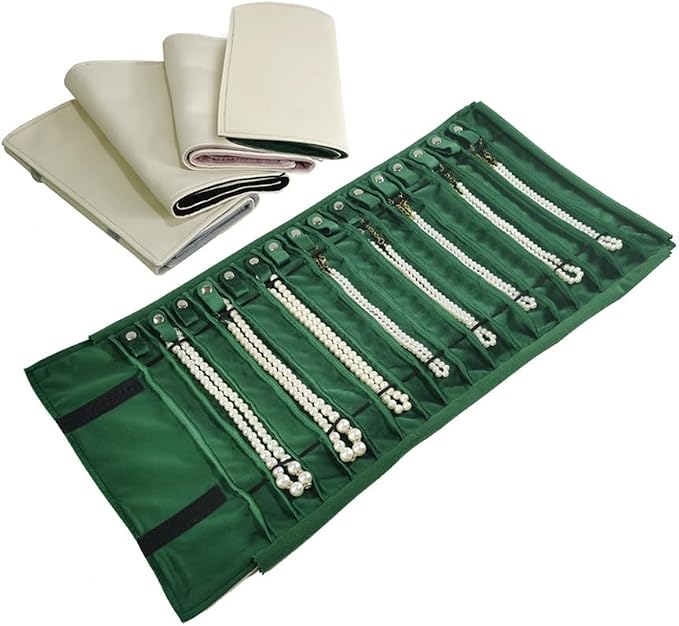 Portable Jewelry Roll Untangled Secure Necklace Travel Storage Bag Displays - Image 2