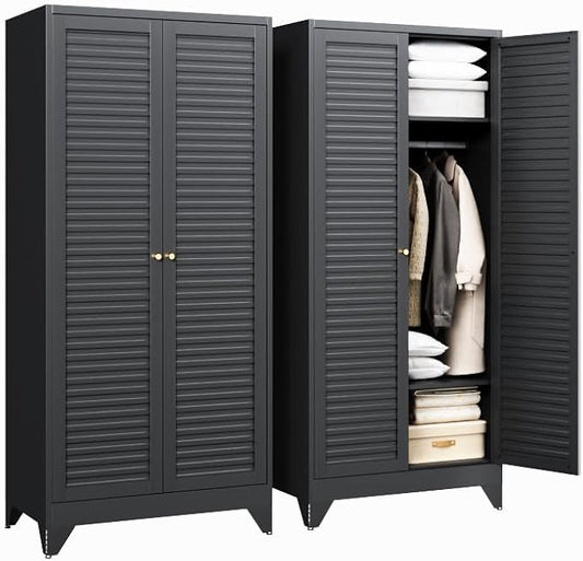 Letaya Armoire Wardrobe Closet, Hanging Rod Clothing Storage Cabinets by LetayaMetalCabinets