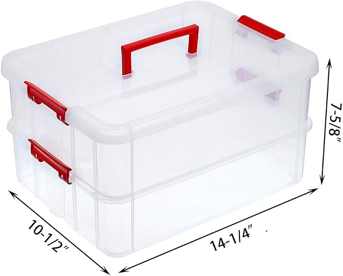 JUXYES 2-Tiers Stack Carry Storage Box - Image 2