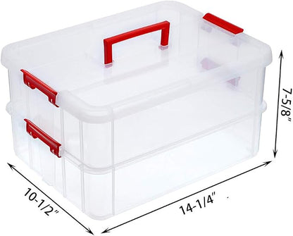 JUXYES 2-Tiers Stack Carry Storage Box - Image 2