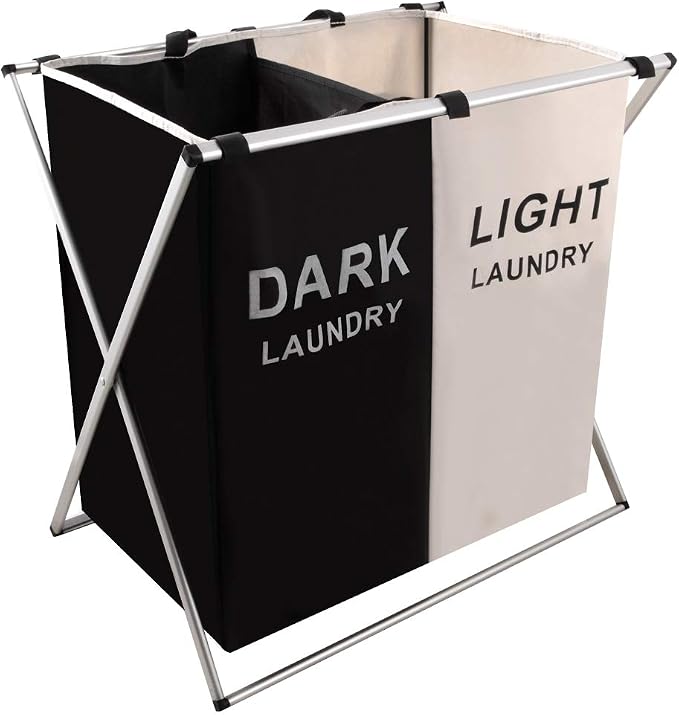 Nicesail Laundry Basket 2 Section Hamper Washing Storage Basket Bag, Folding by Nicesail