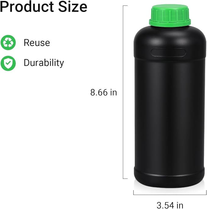 ASEVAT 33.8oz/1000ml HDPE Darkroom Chemical Storage Bottles Photographic - Image 2