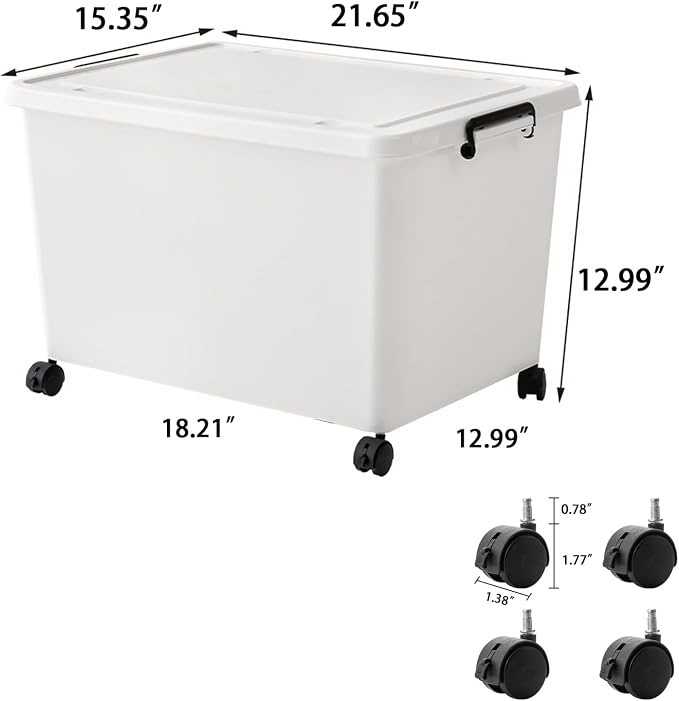 3 Extra Large Storage Bin with 4 Quiet 360° Swivel Casters - 55cm Heavy Duty - Image 3