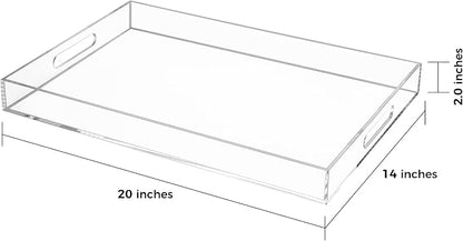 Clear Rectangular 14x20 Inches Acrylic Ottoman Tray Decorative Serving Tray - Image 2