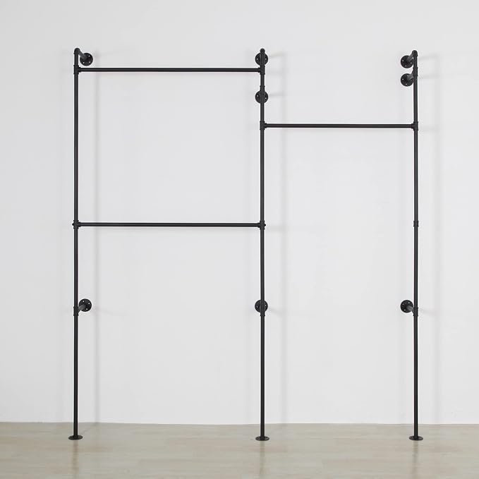 Wall Mounted Industrial Pipe Clothing Rack Garment Racks Pipeline Vintage - Image 6